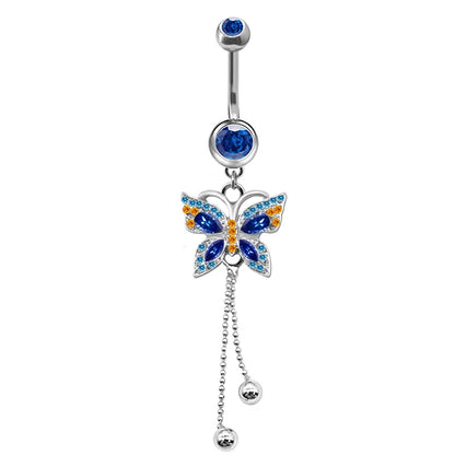 Clip On Belly Button Ring Butterfly Shape Fake Belly Piercing Clip On Umbilical Navel Body Jewelry Trendy Fashion Style