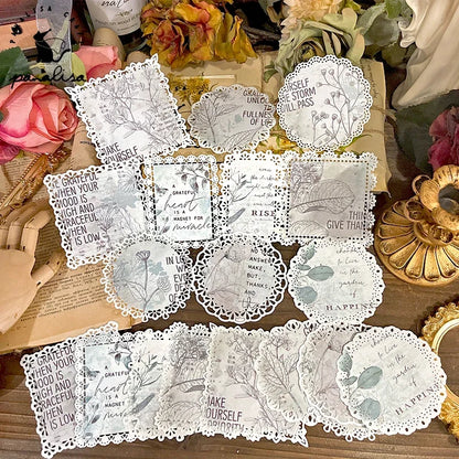 Vintage Leaves Lace Doily Paper Pieces Scrapbooking Paper Pack Handmade Craft Paper Background Pad Card Wrapping Cardstock