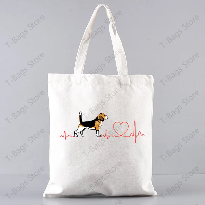 2pcs/set Beagle Bagel Dog Cute Print Tote Bag, Large Capacity Shoulder Bag, Women's Casual Handbag for Work School Shopping