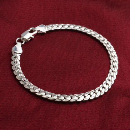 Nice 925 Sterling Silver 6mm Side Chain Bracelets For Woman Men Fashion Wedding Engagement Jewelry Gift