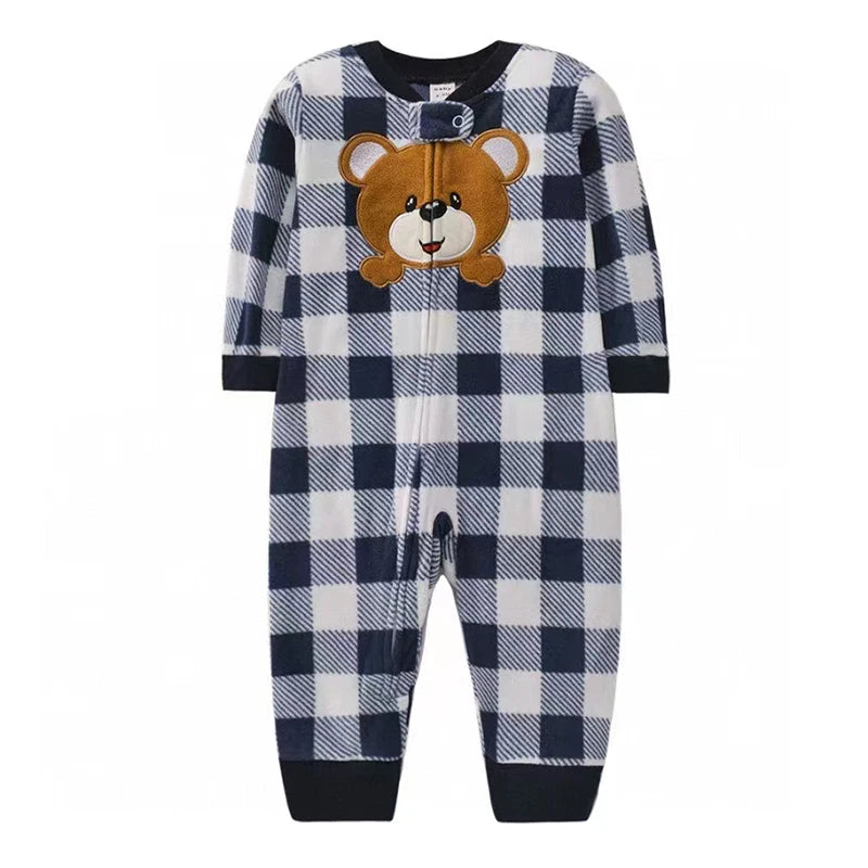 Baby Clothes Spring Autumn Warm Rompers Infant Boy Girl Indoor Pajamas Zipper Fleece Babe Animal Jumpsuit Clothing 9 -24 Months