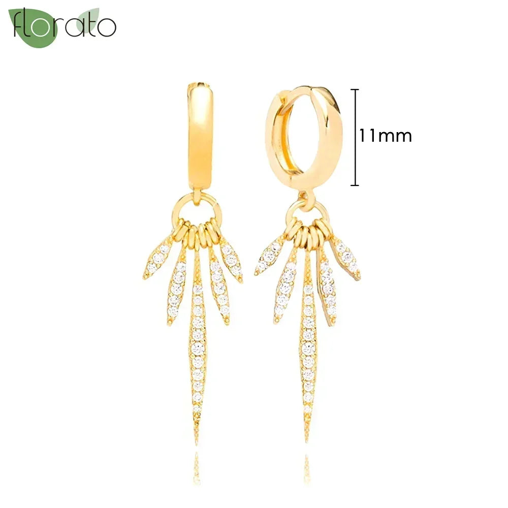 925 Sterling Silver Needle Elegant White Crystals Small Hoop Earrings for Women Fashion 18K Gold Pendant Earrings Luxury Jewelry