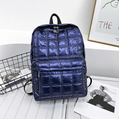 Gusure Winter Space Down Women's Backpack Fashion Quilted Plaid Female School Bags for Girls Casual Large Capacity Handbag bolsa