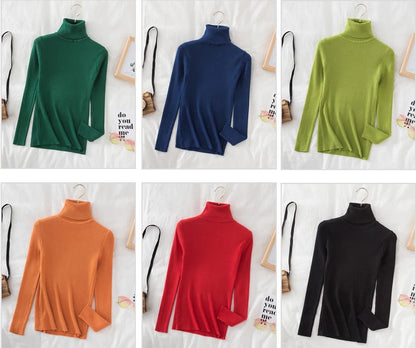 Women Turtleneck Sweater Knitted Soft Pullovers cashmere Jumpers Basic Solid Soft Sweaters Women Autumn Winter Casual Top