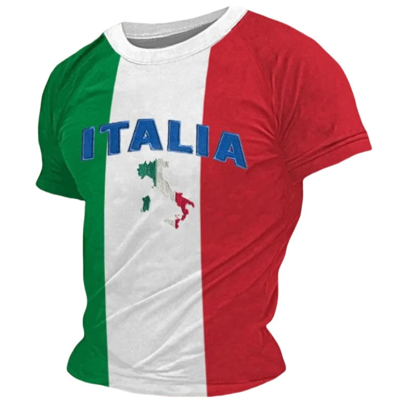 Simple Italia Flag Graphics T-shirts Summer Fashion Short Sleeve O Neck 3D Printed T Shirts Casual Streetwear Oversized Mens Tee