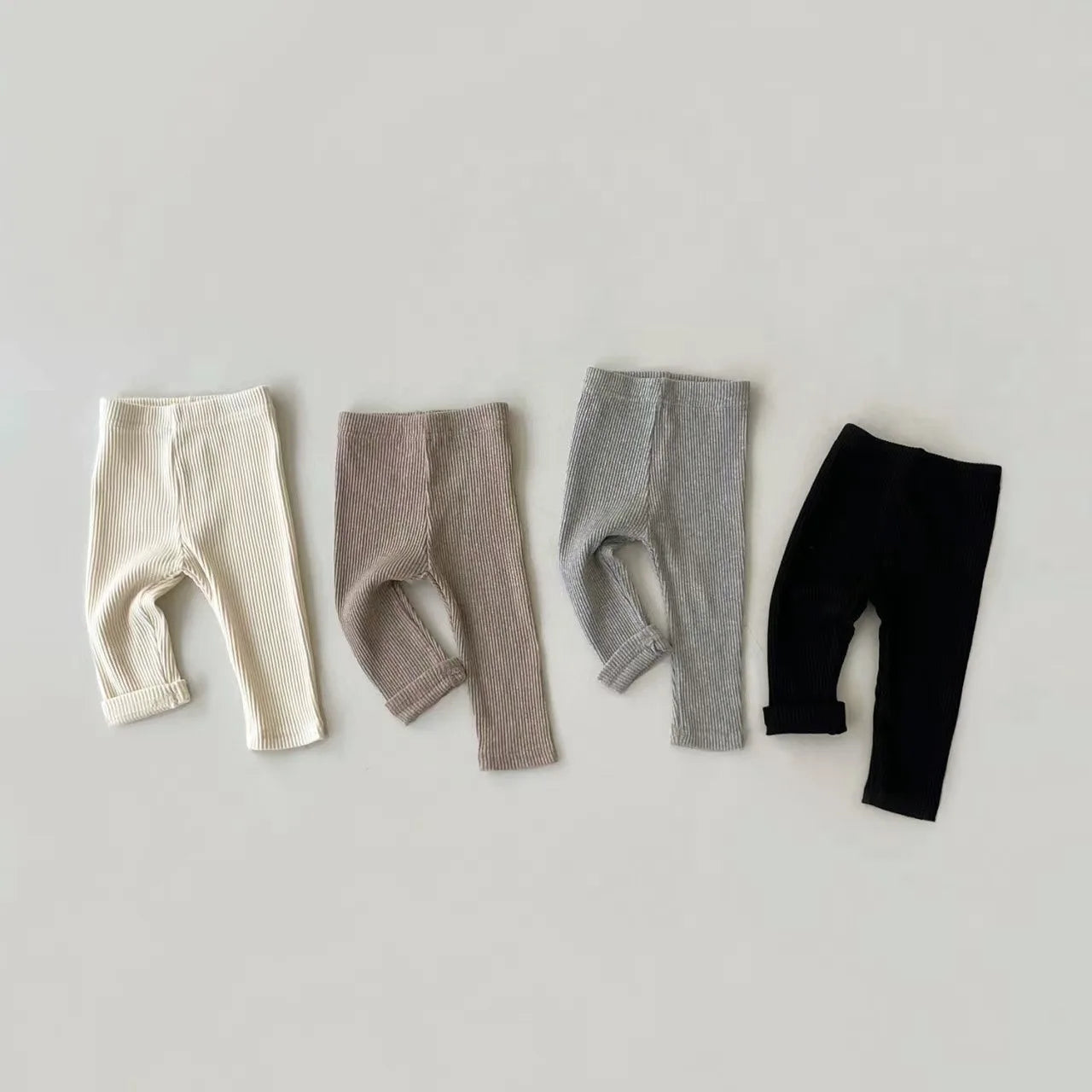 Baby Simple Solid Leggings Girls All-match Striped Skinny Pants Kids Cotton Elasticity Slim Pants Newborn Boy Stretch Trousers