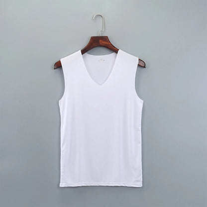 Tops Seamless Mens Vest Sleeveless Sport Bodysuit Vest For Men Clothing Plain Casual Summer V-neck Tank Undershirts Cool Gym