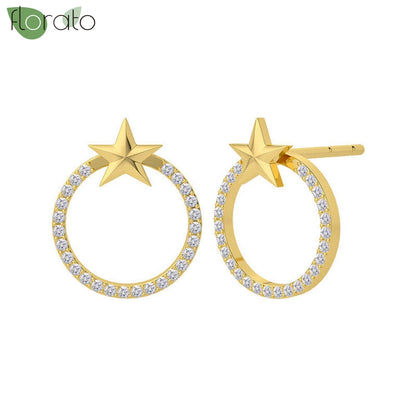 925 Sterling Silver Needle Elegant White Crystals Small Hoop Earrings for Women Fashion 18K Gold Pendant Earrings Luxury Jewelry