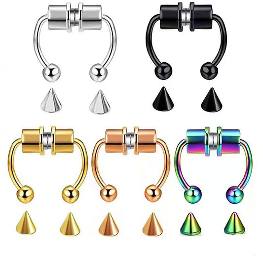 1~5PCS Stainless Steel Magnet Nose Ring Horseshoe Ring Nose Clip Non-pierced Nose Hoop Magnetic Nose Nail piercing nariz