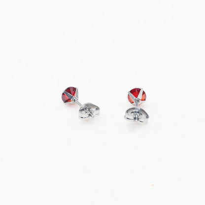 Pomegranate Red Zircon Stud Earrings Stainless Steel IP Planting 5mm Round