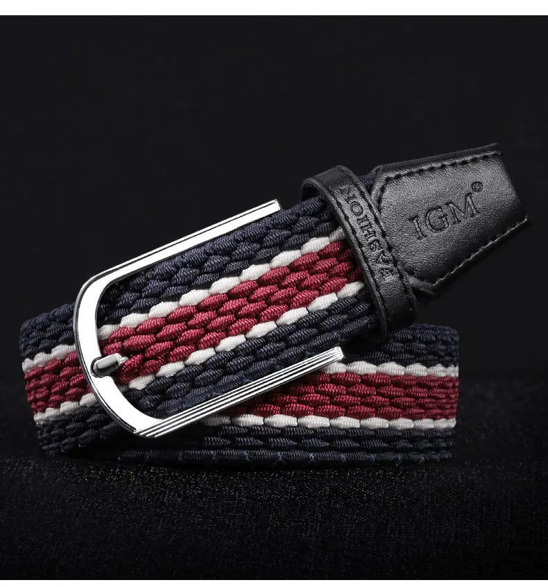 Men Women Stretch Belt For Unisex Knitted Braided Metal Pin Buckle Male Canvas Pants Jeans Elastic Belt