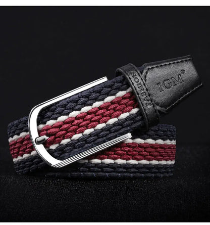 Men Women Stretch Belt For Unisex Knitted Braided Metal Pin Buckle Male Canvas Pants Jeans Elastic Belt