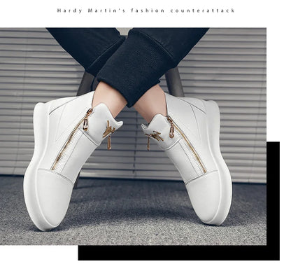 Fashion Brand Mens High-top Sneakers Hot sale White Platform Casual Shoes Men Zipper Designer Sneakers Street Skateboard Shoes