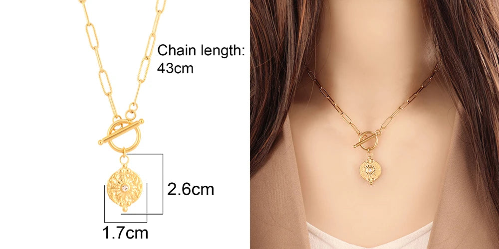 316L Stainless Steel Necklace Heart Pendant Necklace for Women 18K Gold Plated Trendy Moon Charm Necklace Waterproof Jewelry