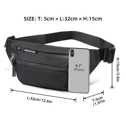 HcanKcan Men's Waist Bag Casual Large Bags Travel Fanny Packs Large Belt Pouch Phone Money Belt Pack Crossbody Bags for Women's