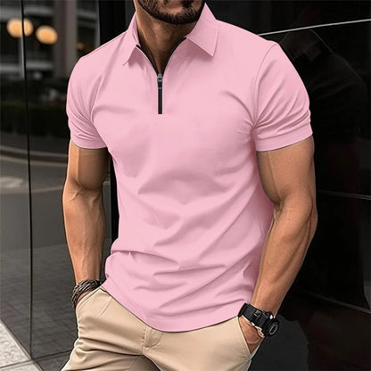 Summer Men's Solid Color Polo Shirt Short Sleeve Lapel Button Tshirts for Men Casual Streetwear Lightweight Jogging Tops