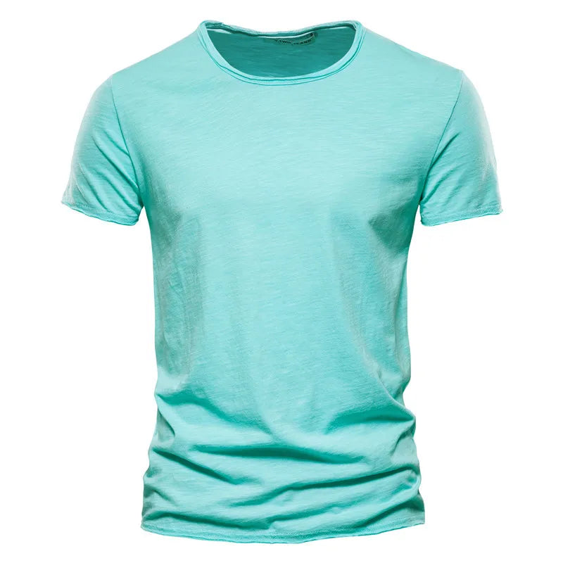 Round neck solid colour bamboo cotton short sleeve T-shirt cotton