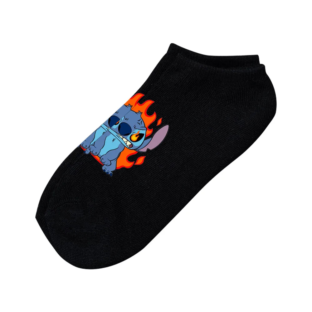 Anime Disney Lilo & Stitch Short Socks Cartoon Boat Socks Spring Summer Breathable Socks for Men and Women Cotton Ankle Socks