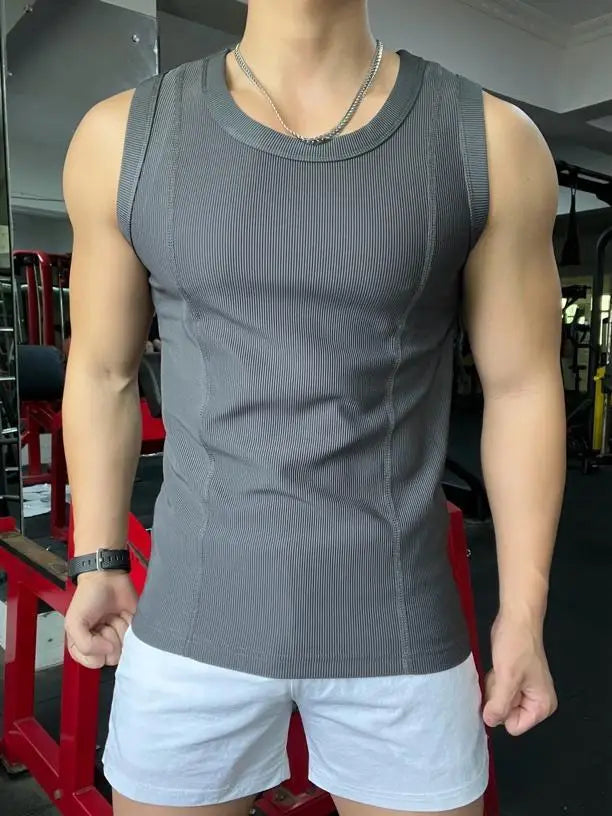 New Men's Casual Tank Top Summer Fitness Training Elastic Base Layer 2024 Sleeveless Sports Vest bodybuilding gym t shirt men