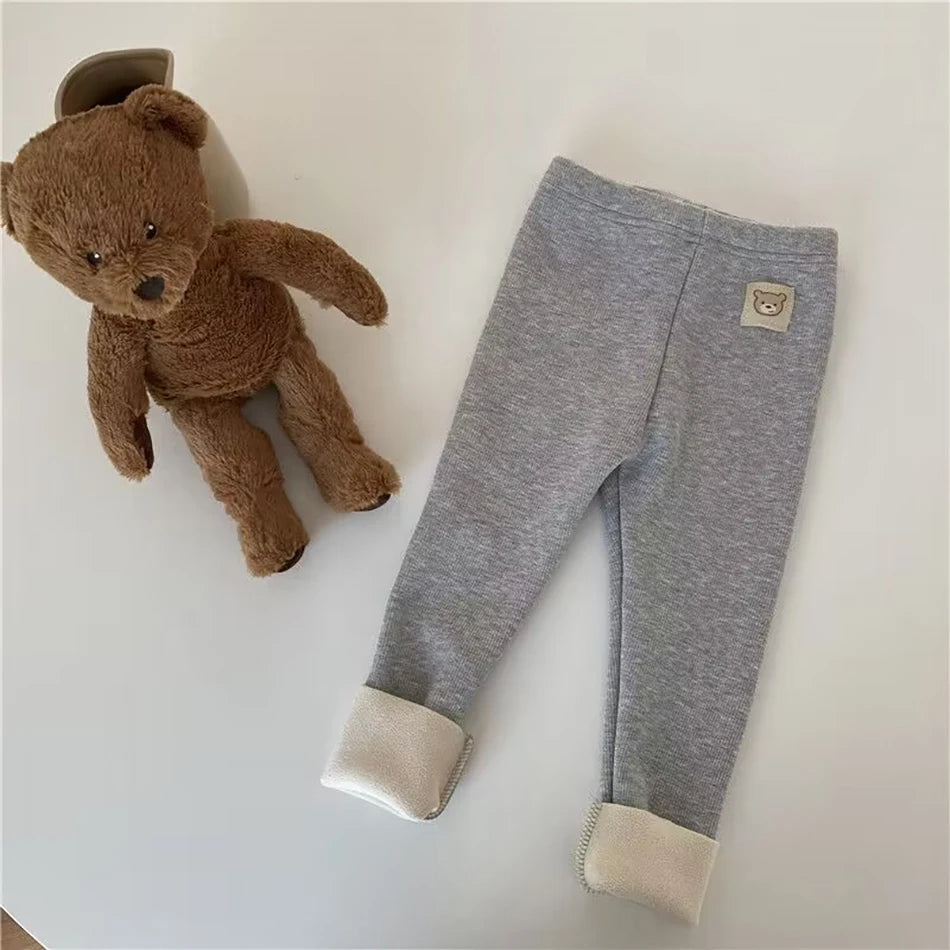 New Arrival Unisex Kids' Plush Warmth Bottoms with Cartoon Patterns Ideal for Autumn and Winter Outdoor Activities Kids Pants