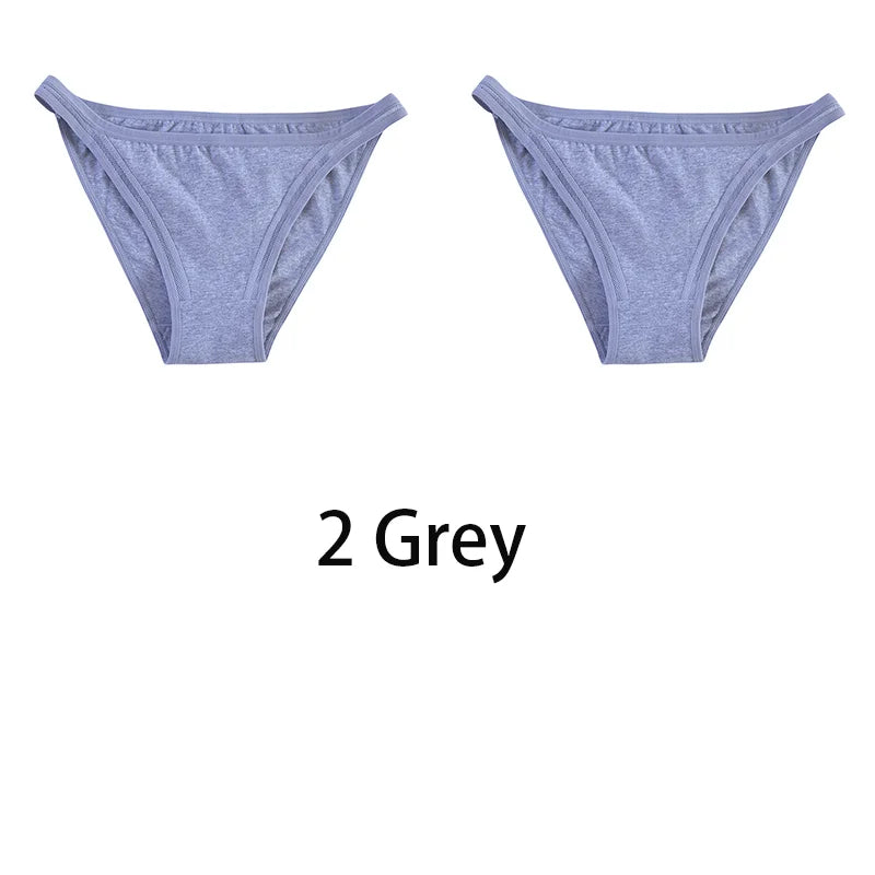 2Pcs/set Women Cotton Panties Female Mesh Underwear Solid Color Bikini Briefs Underpants Ladies Cotton Panty Girls Lingerie