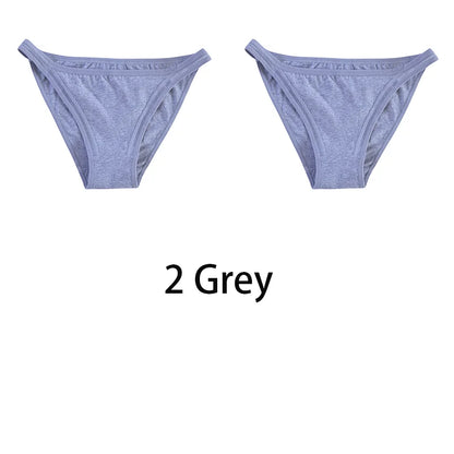 2Pcs/set Women Cotton Panties Female Mesh Underwear Solid Color Bikini Briefs Underpants Ladies Cotton Panty Girls Lingerie