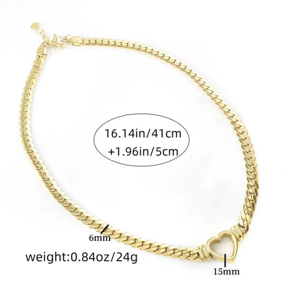 1pcs Fashion 18k Gold Plated Waterproof Stainless Steel Vintage Funky Personalised Cool Style Love Shaped Unisex Necklace