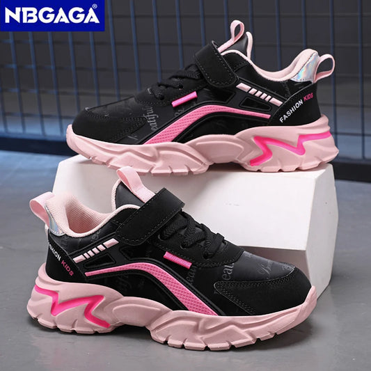 Girls Sport Shoes Comfortable Leather Kids Running School Casual Shoes  Non-slip Outdoor Children Walking Sneaker Tennis