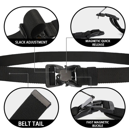 Tactical Belt Magnetic Buckle Quick Release Elastic Belt Casual Nylon Tooling Training Belt Men's Trousers Belt