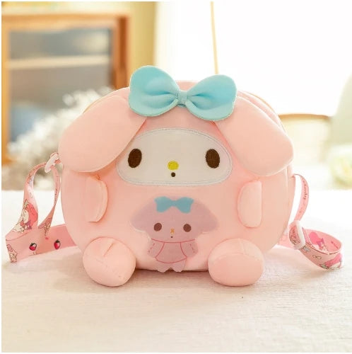 Authorized Polyester Plush Toy Pencil Case - Cute Cartoon Crossbody Shoulder Bag with Hanging Decoration