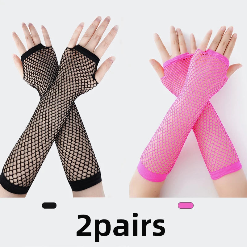 New Fashion Neon Fishnet Fingerless Long Gloves Leg Arm Cuff Party Wear Fancy Dress for Womens Sexy Beautiful Arm Warmer