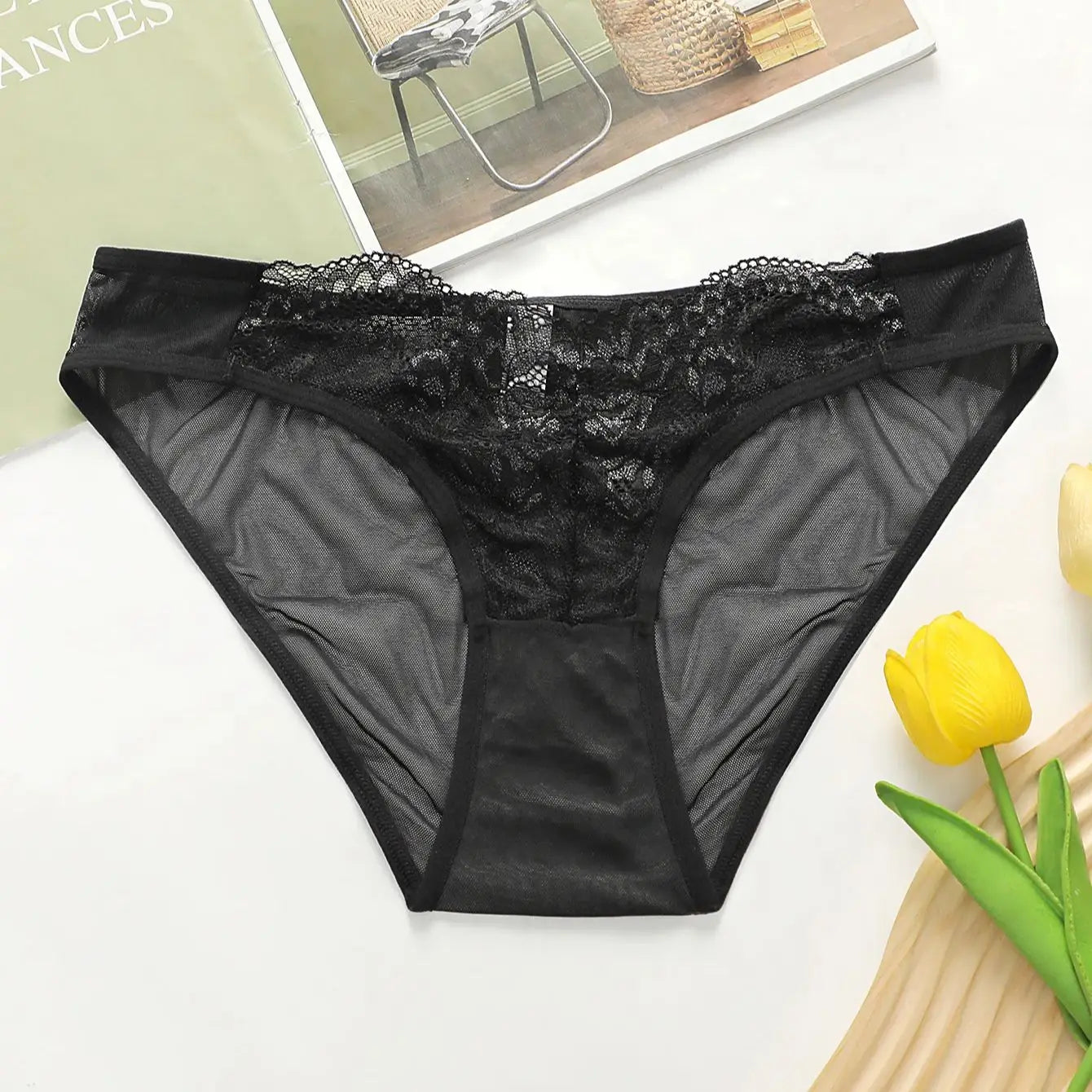 Viomisha 1Pc Transparent Lace Thong for Women  Lady G-String Panty Sexy Floral Underwear Female Underpant Lingerie