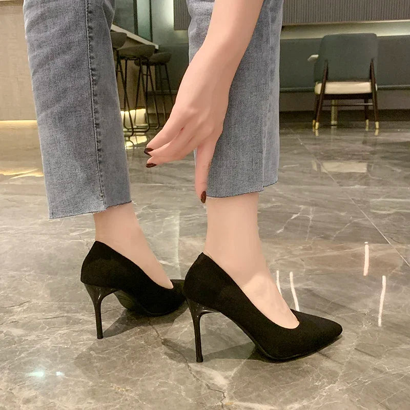 Women Shoes 2024 New Women Pumps Suede High Heels Shoes Fashion Office Stiletto Party Shoes Female Comfort Women Heels