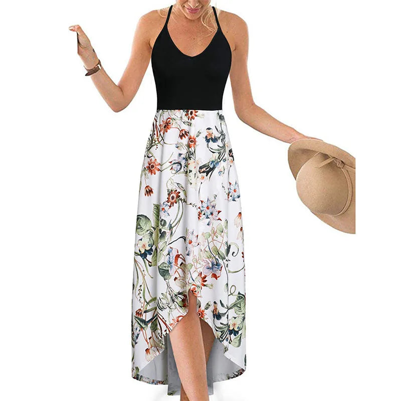 Casual Printed Summer Long Dresses For Women 2023 Elegant Pretty Slim Women's Sexy Backless Dresses Vintage Female Clothing