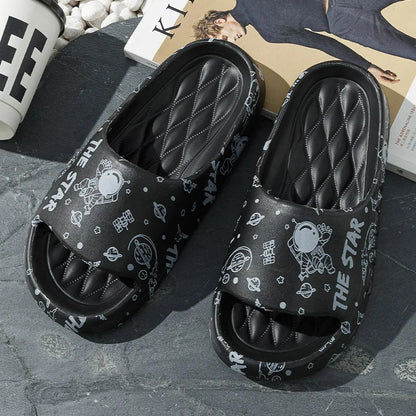 New Fashion Summer Cartoon Pattern Men's Slippers Home Shoes Non-slip Soft Slides Lithe Comfort Sandals For Men Flip Flops