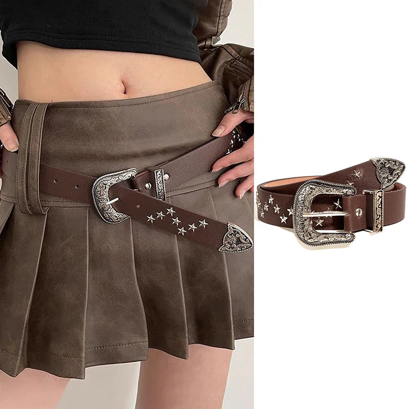 Rivet Hollow Bullet Decoration Belt Fashion Ladies Leather Studded Gift Man's Goth Rock Wild Adjustable Women Punk Black Belt