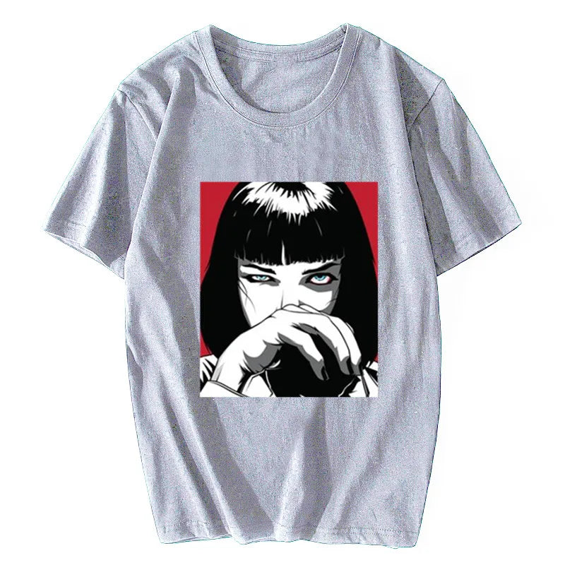 Quentin Tarantino Pulp Fiction Mia Vintage Men/women Fashion Men Cotton Movie 90S T-shirt Streetwear Punk Rock Aesthetic Clothes