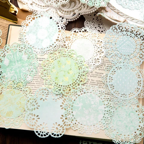 Vintage Leaves Lace Doily Paper Pieces Scrapbooking Paper Pack Handmade Craft Paper Background Pad Card Wrapping Cardstock