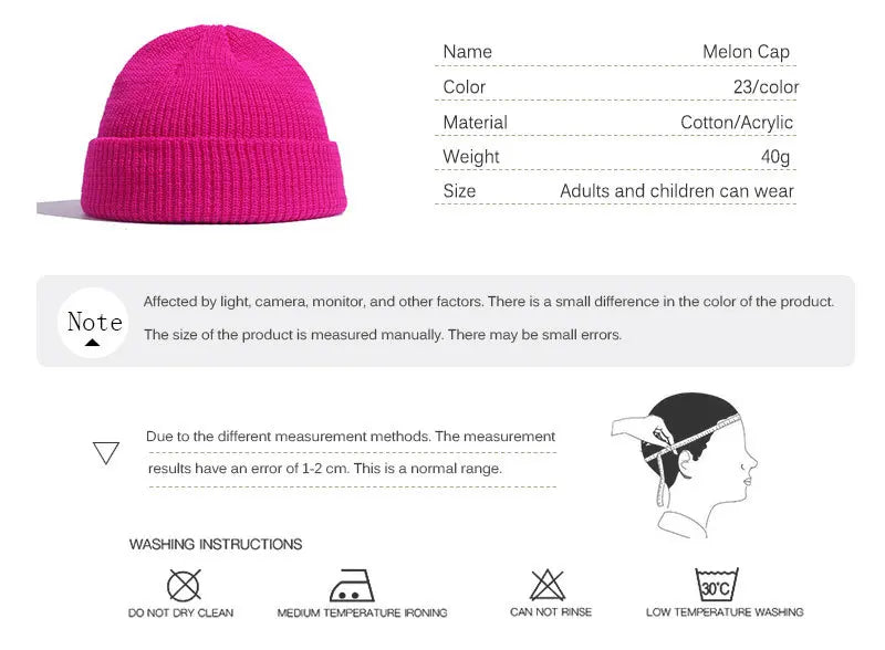 Winter Hats for Unisex New Beanies Knitted Solid Fluorescent  Caps Warmer Casual Beanies Trendy Hat  All-match Multicolor Candy