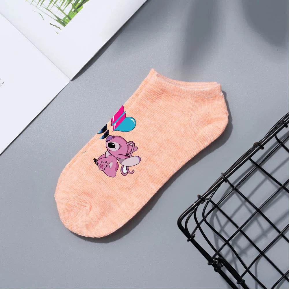 Anime Disney Lilo & Stitch Short Socks Cartoon Boat Socks Spring Summer Breathable Socks for Men and Women Cotton Ankle Socks