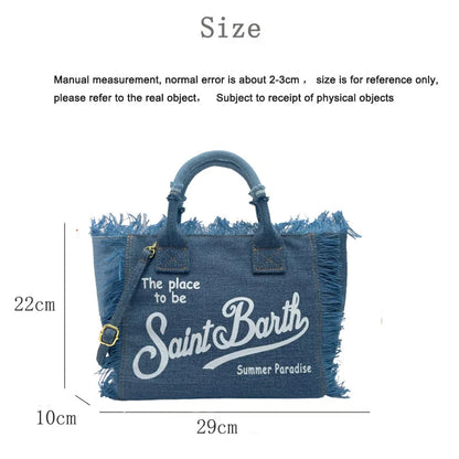 Shoulder Bag 2024 New Fashion Handmade Tassel Travel Pure Color Cowboy Tote Large Capacity Beach Travel High Quality Handbag