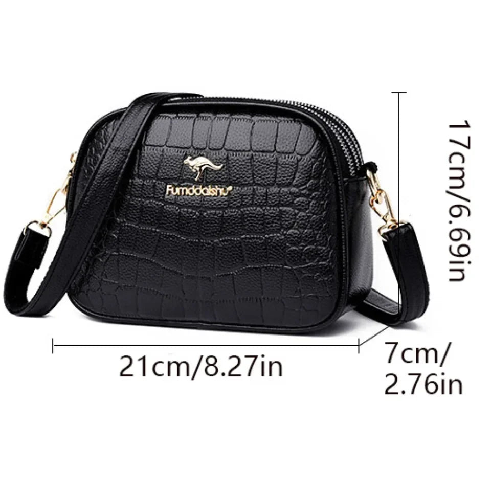 3 Layers Zipper Pockets Quality Crocodile PU Leather Women's Handbags Shoulder CrossBody Bags Light Luxury Female Handbag Sac