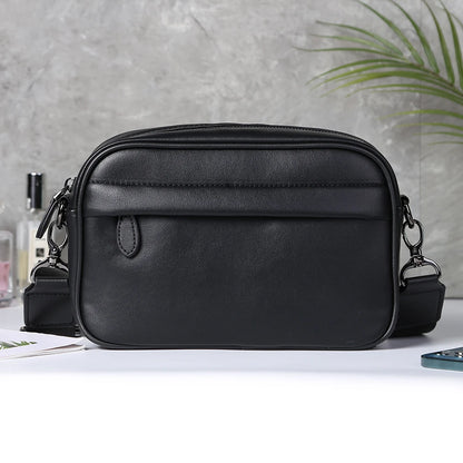 Casual Business Shoulder Bag for Men PU Leather Messenger Bag Wide Strap Crossbody Bags Square Plaid Designer Male Sling Bags