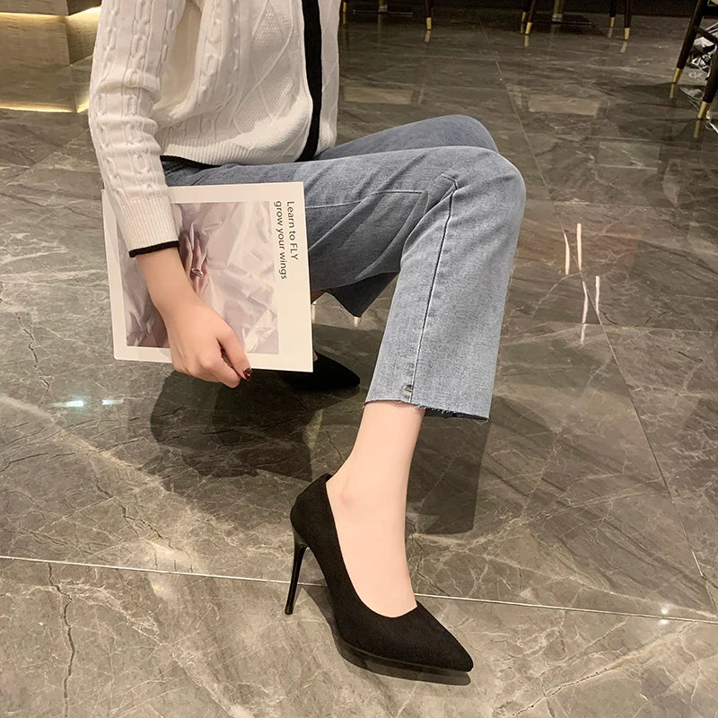 Women Shoes 2024 New Women Pumps Suede High Heels Shoes Fashion Office Stiletto Party Shoes Female Comfort Women Heels