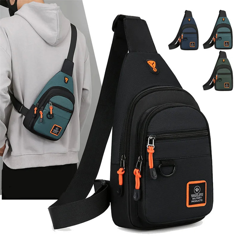 Casual Men Chest Bag Nylon Small Shoulder Bag Running Cycling Belt Sling Bag Outdoor Sport Crossbody Bag Travel Phone Pouch Bag