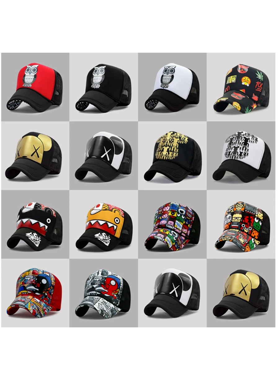 Wholesale Adult Summer Sun Hats Men Cool Hiphop Punk Rock Truck Cap Women Fashion Mesh Baseball Caps