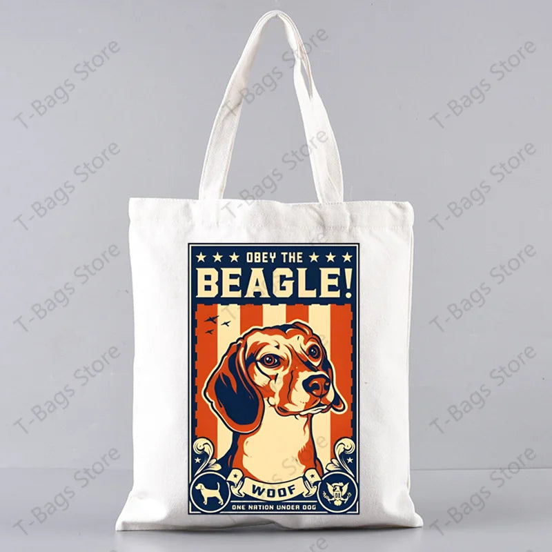 2pcs/set Beagle Bagel Dog Cute Print Tote Bag, Large Capacity Shoulder Bag, Women's Casual Handbag for Work School Shopping