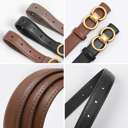 BEAUTODAY Belt Women Cow Leather Solid Color Symmetrical Buckle Waistband Jeans Dress 2024 Ladies Accessories Handmade 91102