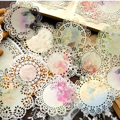 Vintage Leaves Lace Doily Paper Pieces Scrapbooking Paper Pack Handmade Craft Paper Background Pad Card Wrapping Cardstock