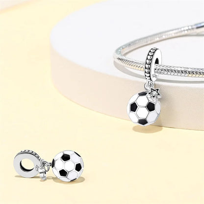 Passionate 925 Silver Dumbbell Badminton Soccer Sport Charms Beads Fit Pandach 925 Original Bracelet DIY Jewelry Graduation Gift